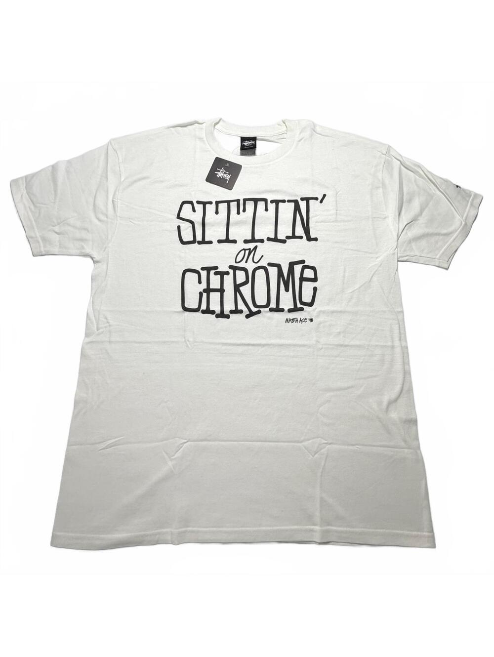 Stussy x Delicious Vinyl Sittin On Chrome Tee White L NWT